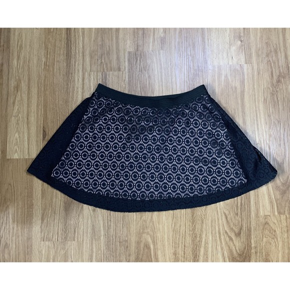 Disney Dresses & Skirts - Disney Minnie Rocks‎ The Dots Black Lace Pink Underlay Mini Skirt Elastic XL Jr.